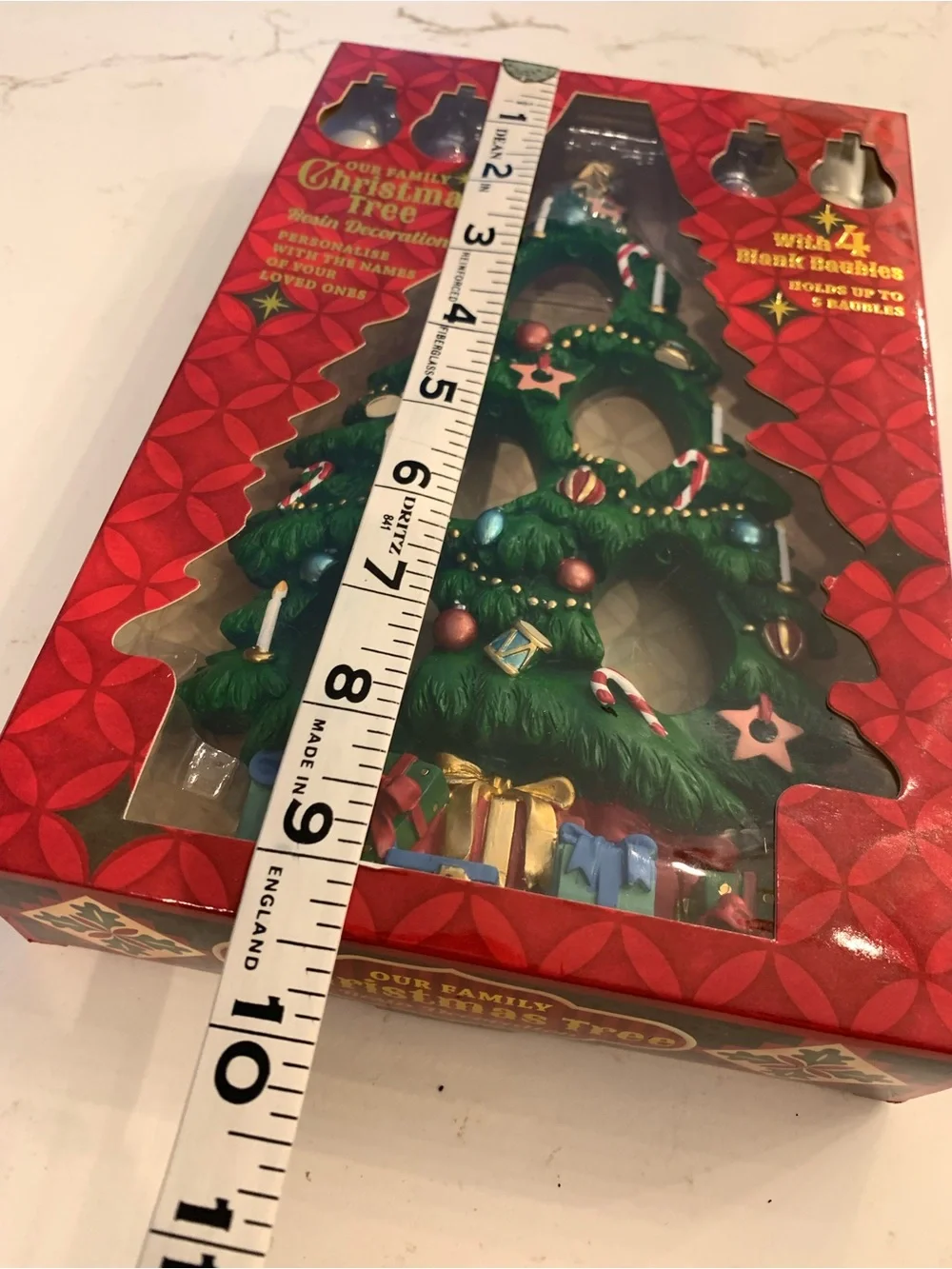 Our Mini Family Christmas Tree Personalized Baubles 9” NEW in box.